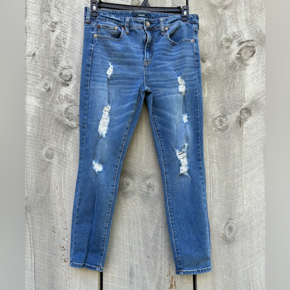 Aero by Aeropostale Distressed Women's Stretch Denim High Rise Jeggings
